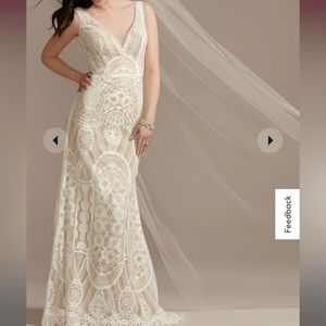Bohemian style lace wedding dress